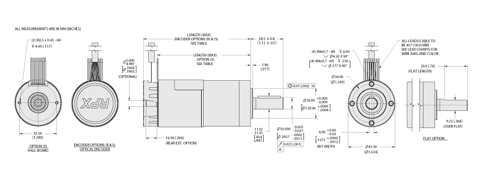LRPX40 BLDC Gearmotor Technical Drawings