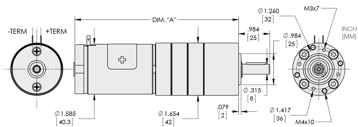 Series 116-8 - 1.6 inch Planetary Gear Motor (Metal) Technical Drawings