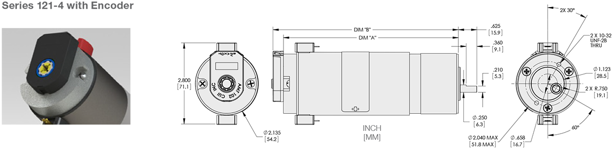 Series 121-4 - 2.1 inch DC Spur Gear Motor Standard Options