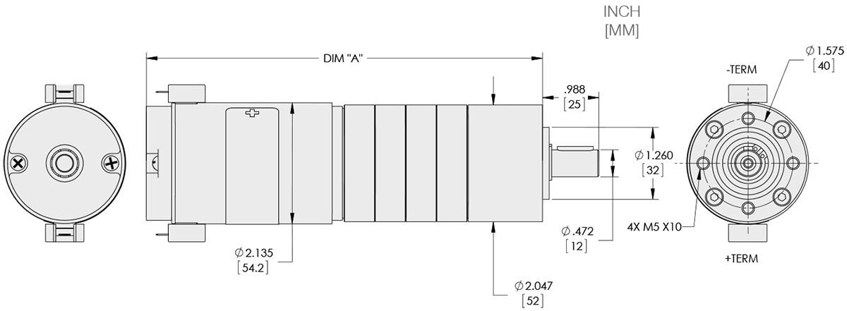 Series 121-8 - 2.1 inch DC Planetary Gear Motor (Metal) Technical Drawings