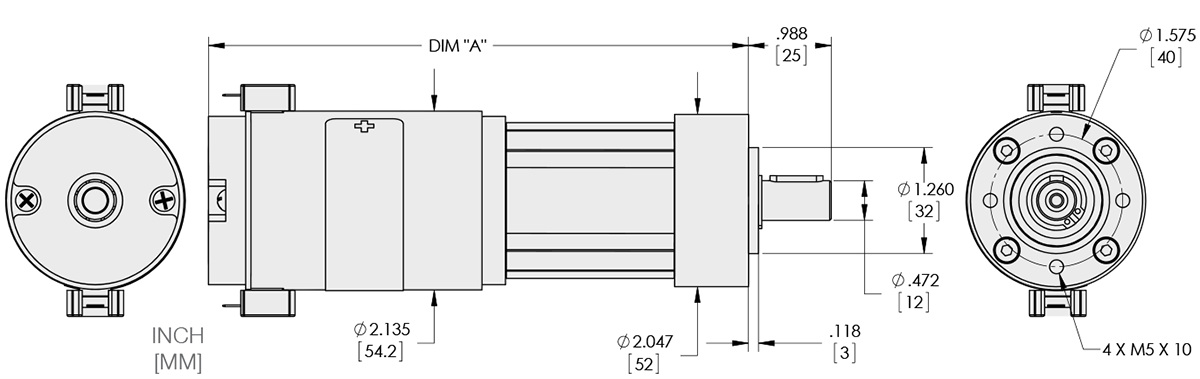 Series 121-9 - 2.1 inch Planetary Gear Motor (Plastic) Technical Drawings