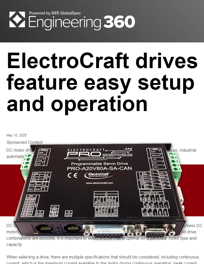 DC Motor Drives Feature Easy Setup and Operation